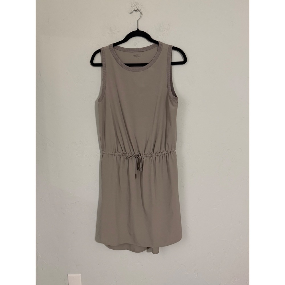 Athleta Womens Taupe Gray Sleeveless Active Drawstring Waist Dress‎ Size S